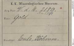 Etiketten zu Gold (NHMW-MIN-Aa2519)